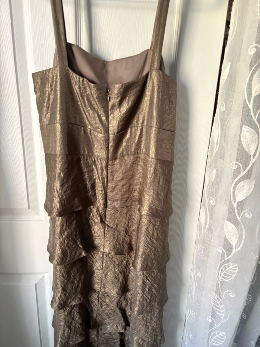 R&M Richards size 14 layered Tiered Evening maxi Dress Embroidered Waist one pc - Picture 7 of 10